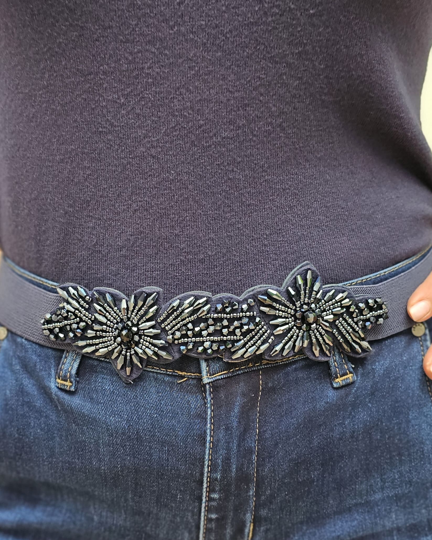 Cinturón Pedrería flowers