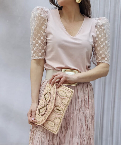 Bolso Clutch Éclair Nude Pink