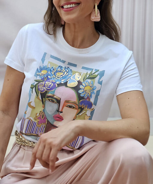 Camiseta Transfer Pink Rose