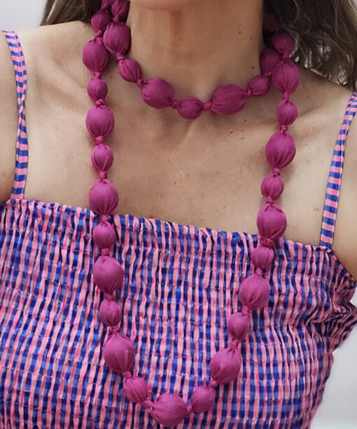 Alternative view of Collar Valeria Fucsia Seda