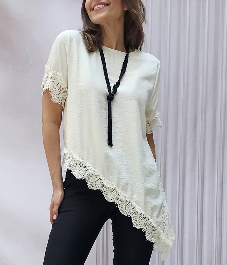 Blusa Asimétrica Encaje Glam