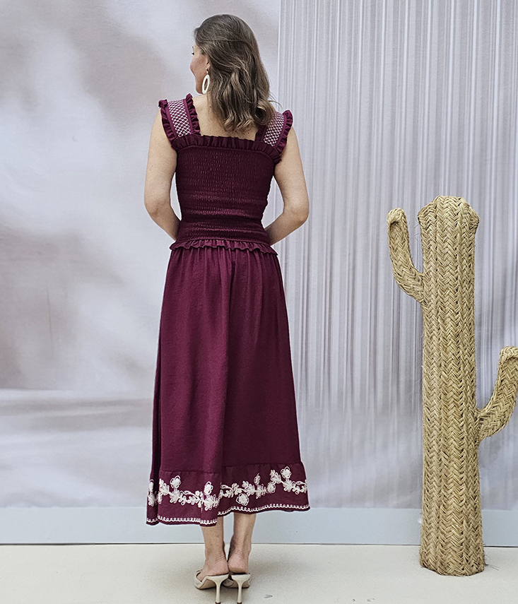 Vestido Fruncido Bordado - Imagen 8