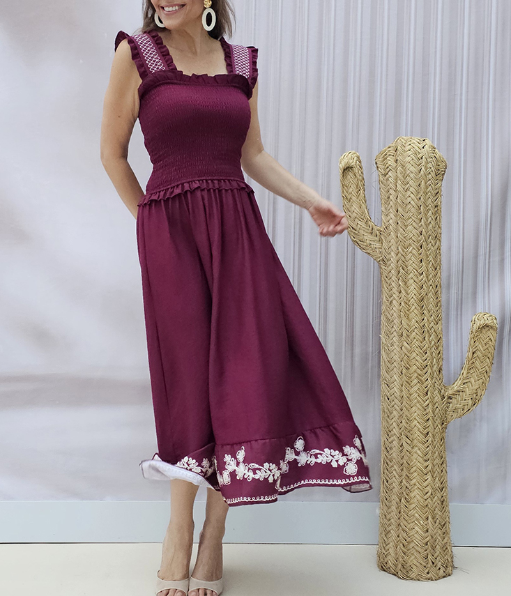 Vestido Fruncido Bordado - Imagen 2