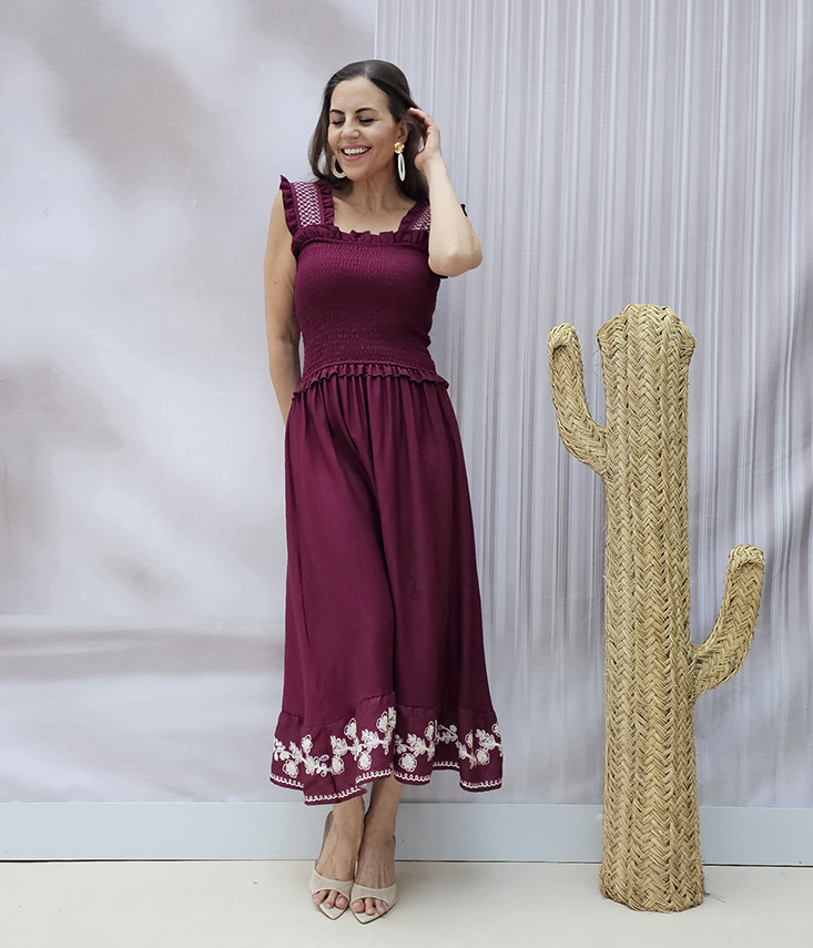 Vestido Fruncido Bordado - Imagen 3