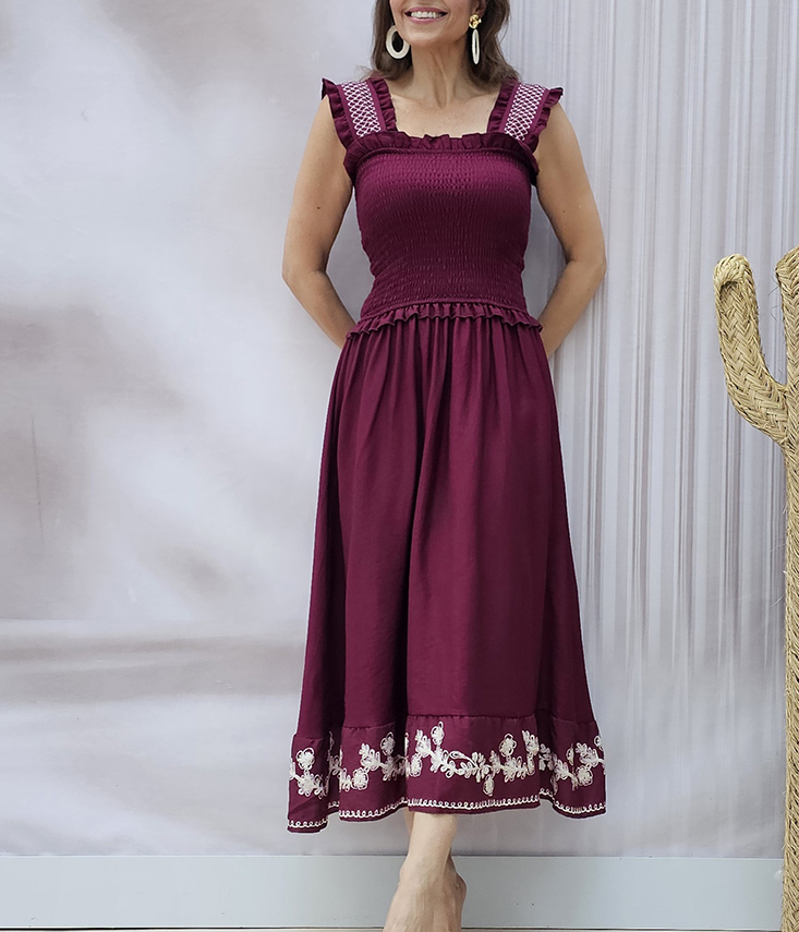 Vestido Fruncido Bordado - Imagen 5