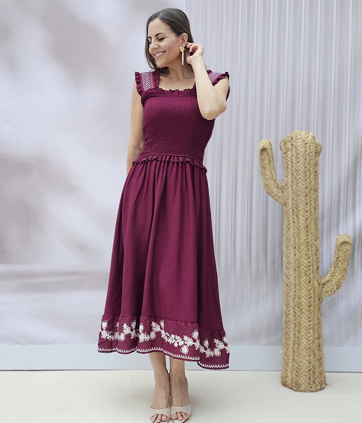 Vestido Fruncido Bordado - Imagen 6