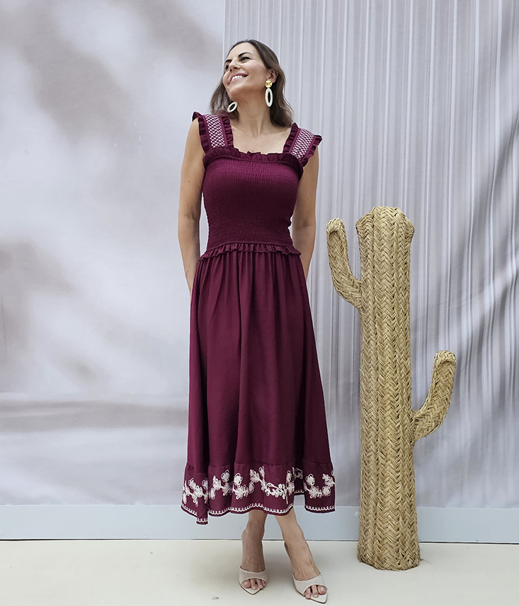 Vestido Fruncido Bordado - Imagen 7