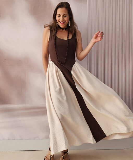 Vestido Bicolor Largo Desmayo - Imagen 3