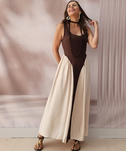 Alternative view of Vestido Bicolor Largo Desmayo