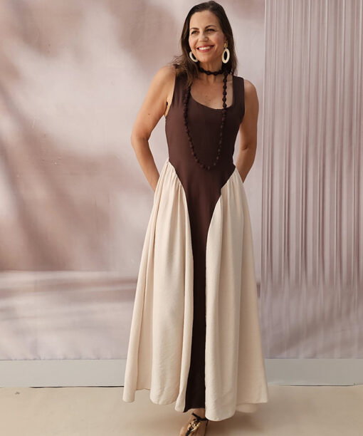 Vestido Bicolor Largo Desmayo - Imagen 4