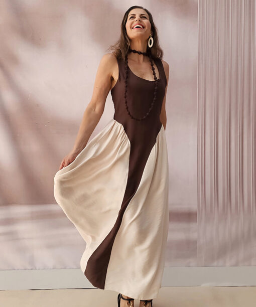 Vestido Bicolor Largo Desmayo - Imagen 5