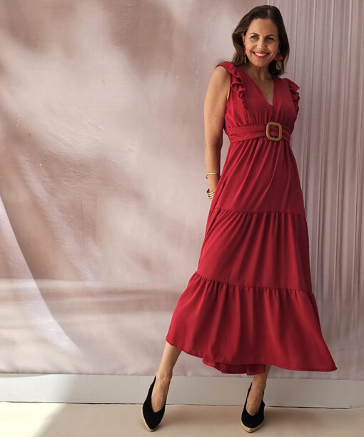 Vestido Cereza Hebilla Desmayo