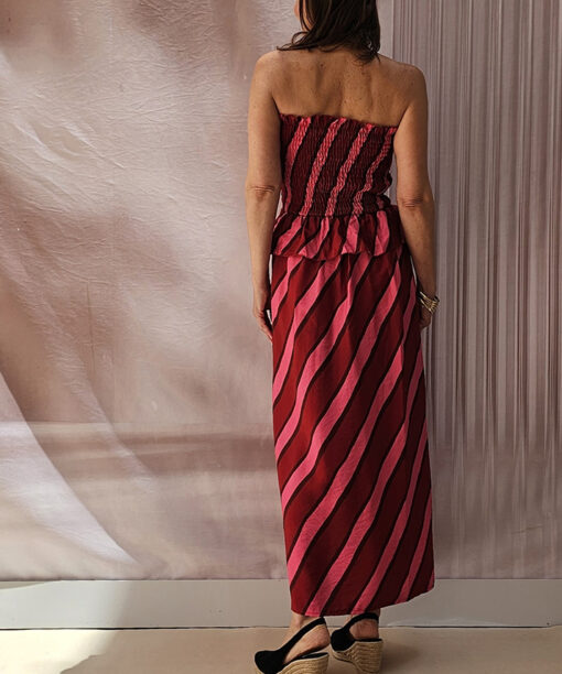Vestido Fruncido Rayas Desmayo - Imagen 6