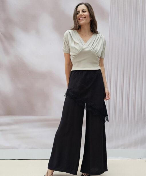 Pantalón Asimétrico Encaje Onix