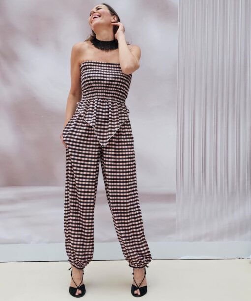 Conjunto Pantalón cuadro Vichy Black