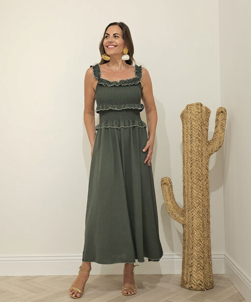 Vestido Largo Fruncido