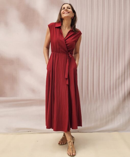 Alternative view of Vestido camisero burdeos