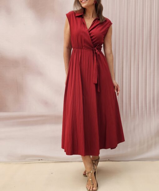 Vestido camisero burdeos