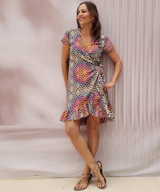 Vestido estampado volantes