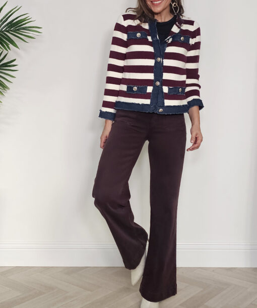 Alternative view of Chaqueta rayas combi punto Vino