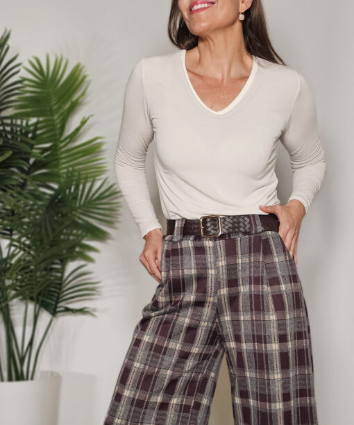 Pantalón cuadros Vino - Imagen 4