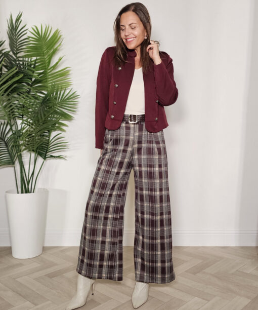 Pantalón cuadros Vino