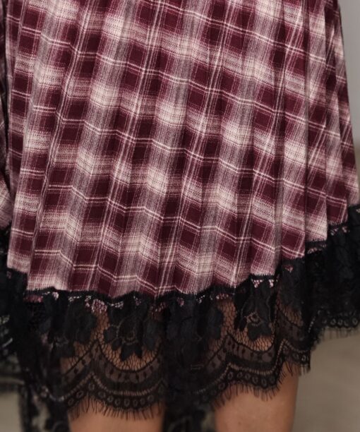 Falda cuadros plisada y encaje Rioja - Imagen 5