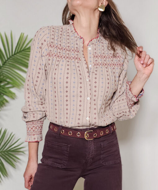 Camisa bordada puño fruncido Rioja - Imagen 6