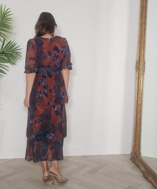 Vestido volantes estampado cinturón - Imagen 7