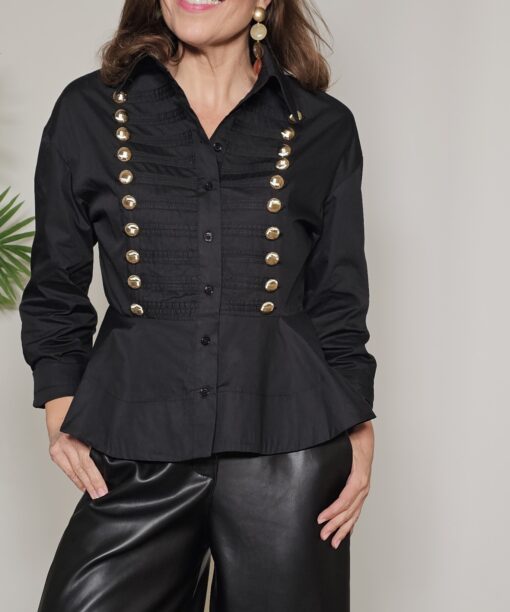 Alternative view of Camisa militar peplum Victoria