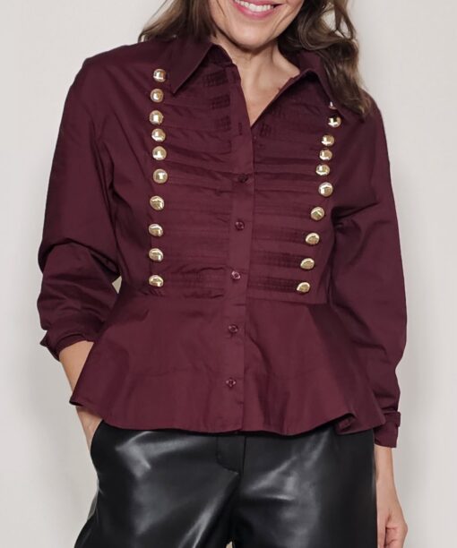 Alternative view of Camisa militar peplum Victoria